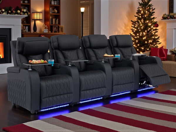 Home Theater Seating – Top Grain Leather Recliner Sofa