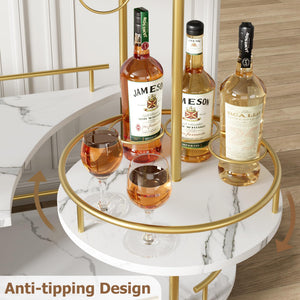 3-Tier Bar Cart with Wine Rack & Glass Holder