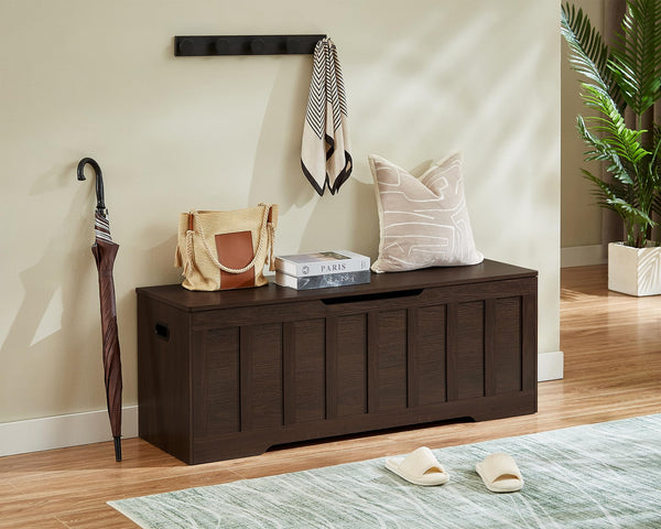 Extra Large Storage Chest Bench with Safety Hinges – 51.2" Wooden Trunk