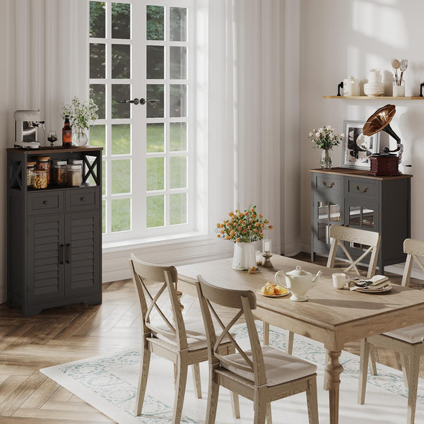 Farmhouse Storage Cabinet with Doors and Drawers