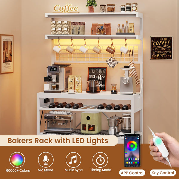 6-Tier Baker's Rack with Power Outlets & LED Lights