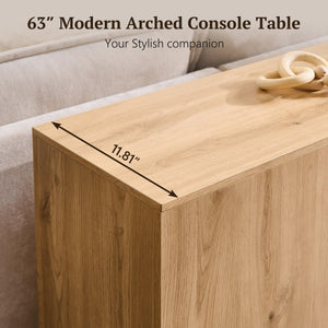 63" Arched Console Table with 2-Tier Shelf