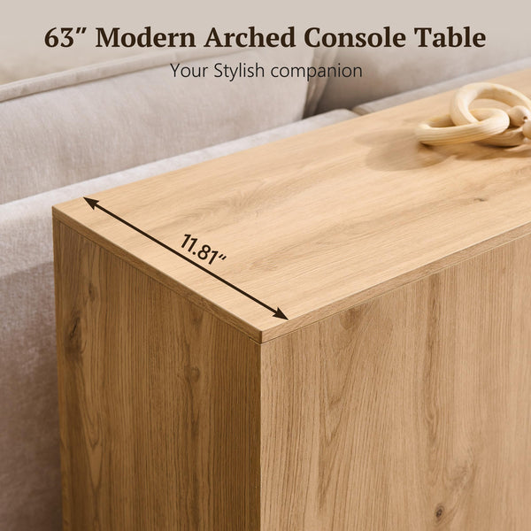 63" Arched Console Table with 2-Tier Shelf
