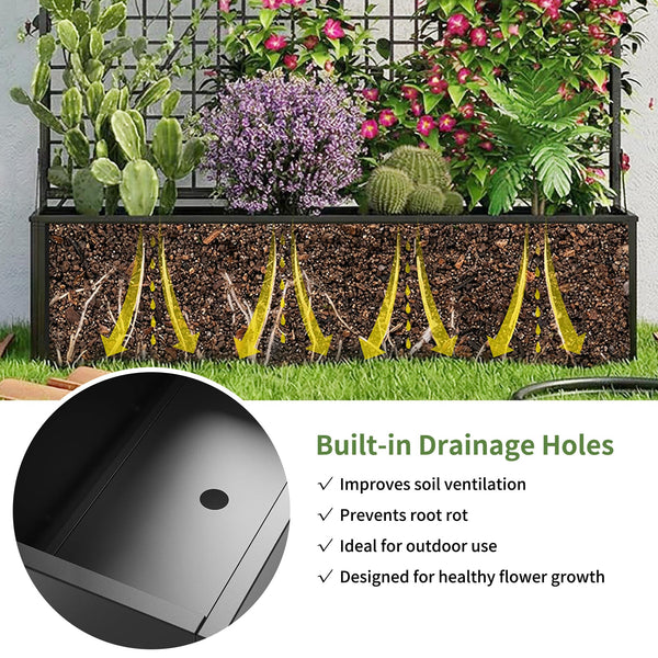 Metal Raised Garden Bed with Trellis & Privacy Screen – Outdoor Planter Box