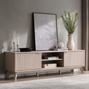 70" Mid Century Modern Fluted TV Stand with Storage Cabinets
