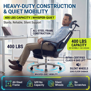 Ergonomic Office Chair with Footrest & Lumbar Massager