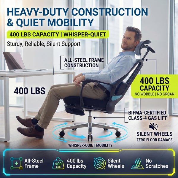 Ergonomic Office Chair with Footrest & Lumbar Massager