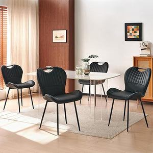 Dining Chairs Set of 4 – Faux Leather with Metal Legs