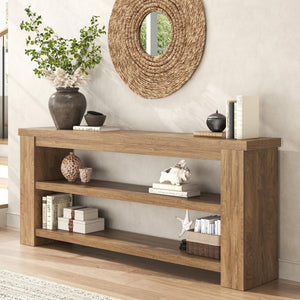 71" Console Table with 2 Shelves and 3-Tier Storage