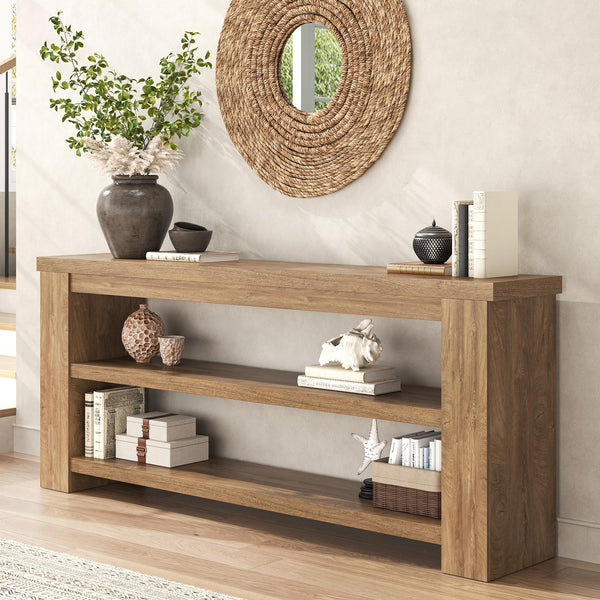 71" Console Table with 2 Shelves and 3-Tier Storage