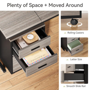 83" L-Shaped Executive Desk with Mobile File Cabinet