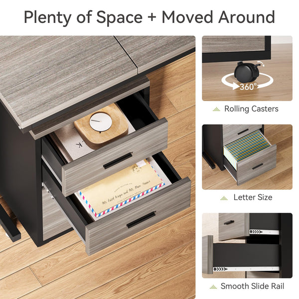 83" L-Shaped Executive Desk with Mobile File Cabinet