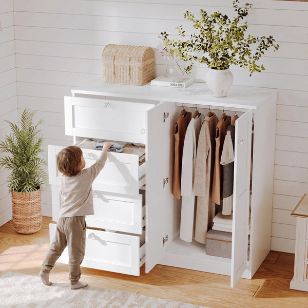 Armoire Wardrobe Closet with 4 Drawers & 2 Doors