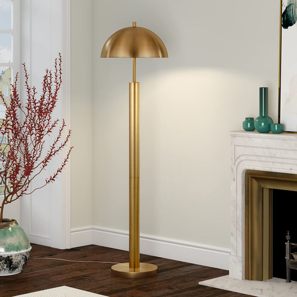 58" Mid-Century Modern Floor Lamp – Gold Dome