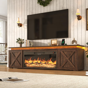 83" Farmhouse TV Stand with 40" Electric Fireplace