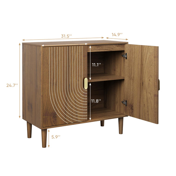 Walnut & Oak Sideboard Cabinet with Adjustable Shelf