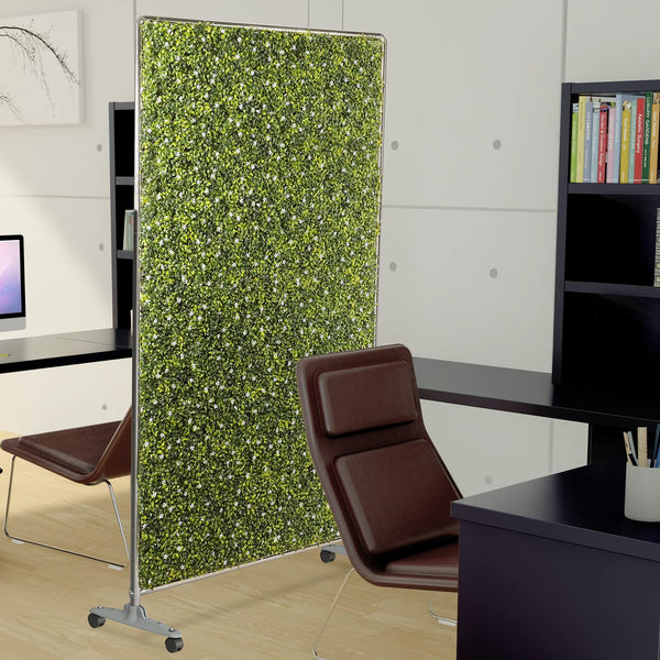 Freestanding Artificial Hedge Privacy Screen with Wheels