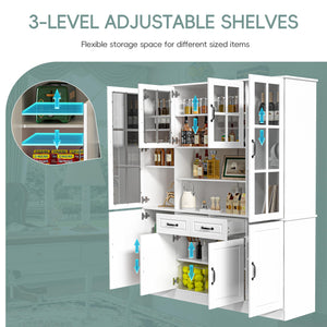 Kitchen Storage Cabinet with Glass Doors