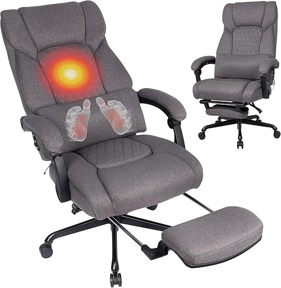 Massage Office Chair with Heat & Footrest
