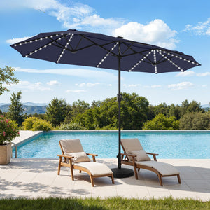 13 ft Double-Sided Patio Umbrella with 120 LED Solar Lights