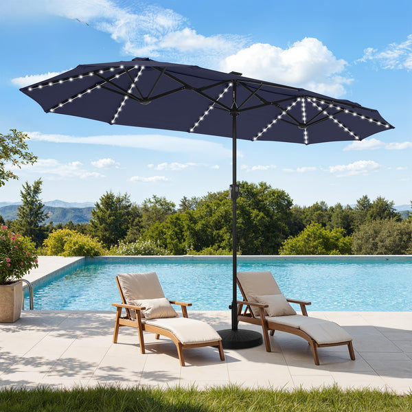 13 ft Double-Sided Patio Umbrella with 120 LED Solar Lights