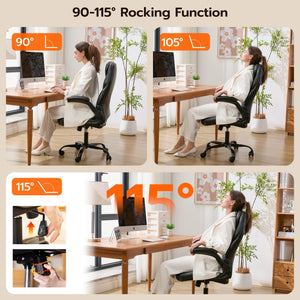 Ergonomic Office Chair with Flip-Up Arms & Adjustable Lumbar Support