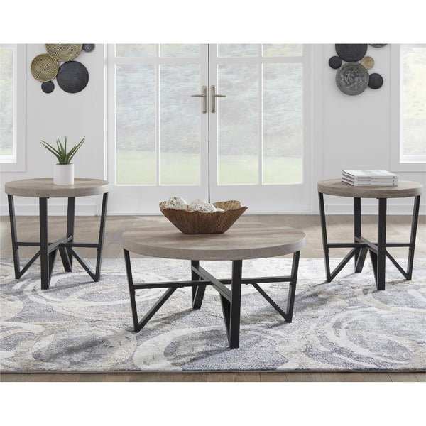 3-Piece Coffee Table & End Table Set – Light Brown & Black