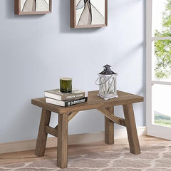 Farmhouse Wood Entryway Bench – Solid Rustic Seat for Living & Dining Room