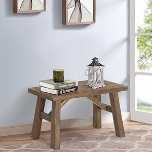Farmhouse Wood Entryway Bench – Solid Rustic Seat for Living & Dining Room