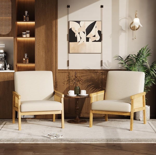 Rattan Accent Armchair with High Back