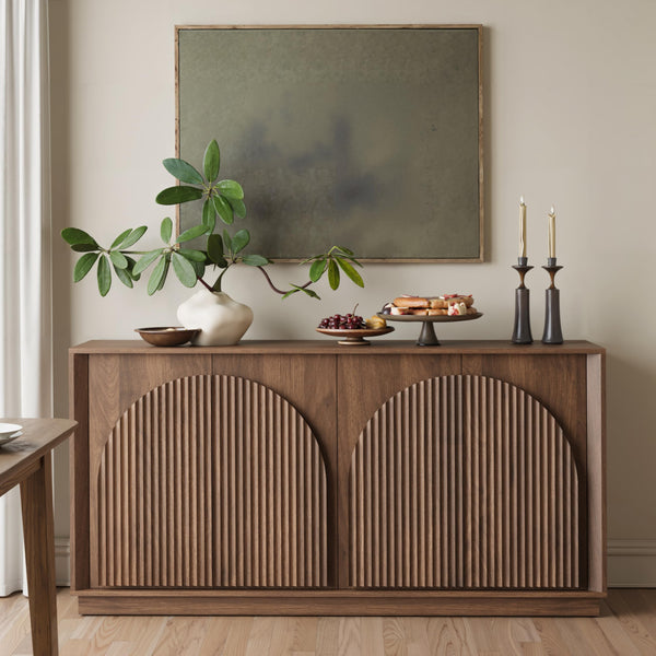 Fluted Sideboard Buffet Cabinet with Storage, 65"