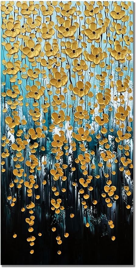 3D Hand-Painted White Floral Canvas Wall Art – Framed, 28x40 Inch