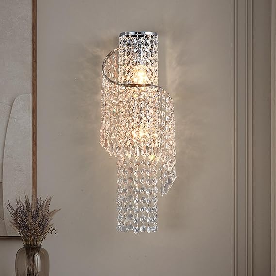 K9 Crystal LED Wall Sconce with Black Metal Frame