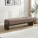 Rectangular Loop Yarn Ottoman Bench with Rubberwood Frame