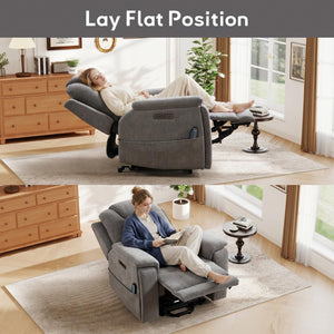 3-Motor Power Lift Recliner Chair with Massage, Heat & Lay Flat