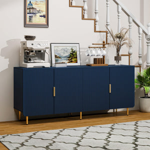 65" Fluted Sideboard Buffet Cabinet with 4 Doors & Adjustable Shelves