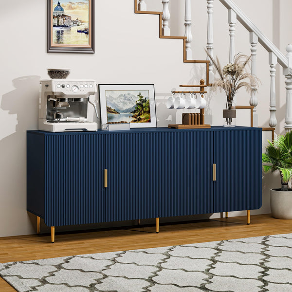 65" Fluted Sideboard Buffet Cabinet with 4 Doors & Adjustable Shelves