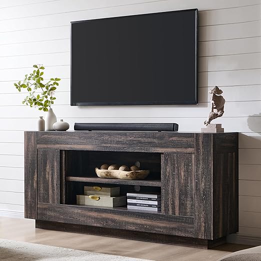 70-Inch TV Stand with Open Shelves and Side Cabinets