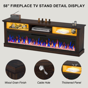 58" Fireplace TV Stand with 52" Electric Fireplace for TVs Up to 65"