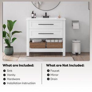 36" Freestanding Bathroom Vanity with Ceramic Sink