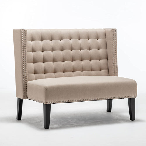 Tufted Loveseat Sofa with Wingback & Nail Head Trim