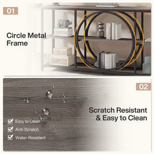 70.9" 3-Tier Console Table | Metal Frame & Wood Shelves