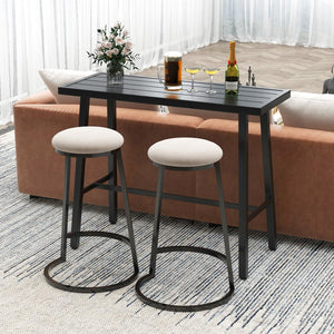Outdoor Counter Height Bar Table – Black Metal, 46" Rectangular Pub Table
