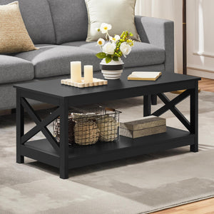 2-Tier Coffee Table with Storage Shelf