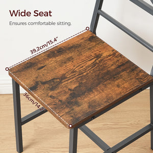 Rustic Dining Chair Set with Metal Frame & Backrest