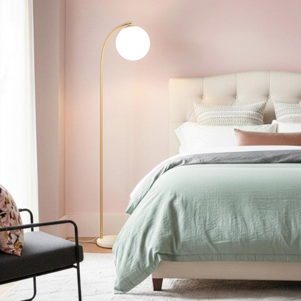 Modern LED Floor Lamp with Frosted Glass Globe