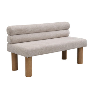 Boucle Upholstered Dining Bench with Wooden Frame