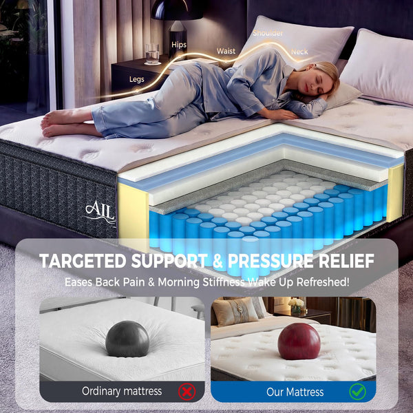 12-Inch Hybrid Mattress – Queen & King | Gel Memory Foam, Pocket Springs, Euro Top