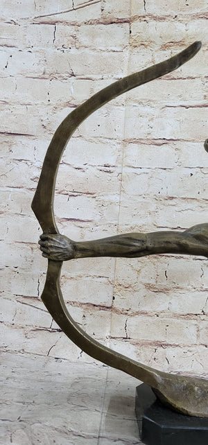 Native American Warrior Bronze Sculpture with Marble Base