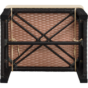 Outdoor Wicker Ottoman Set of 2 with Removable Cushion